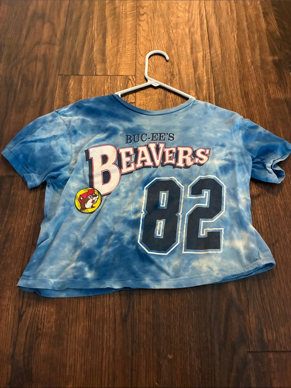 Blue Tie-Dye 'Beavers' “Jersey” Crop Top